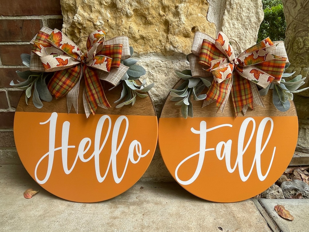 Hello Fall Door Hanger, Double Fall Wreath, Fall Double Door Decor