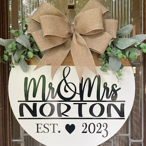 Mr & Mrs Door Hanger, Mr and Mrs Wreath, wedding Door Hanger, bridal shower wreath, wedding gift, Front Door Decor