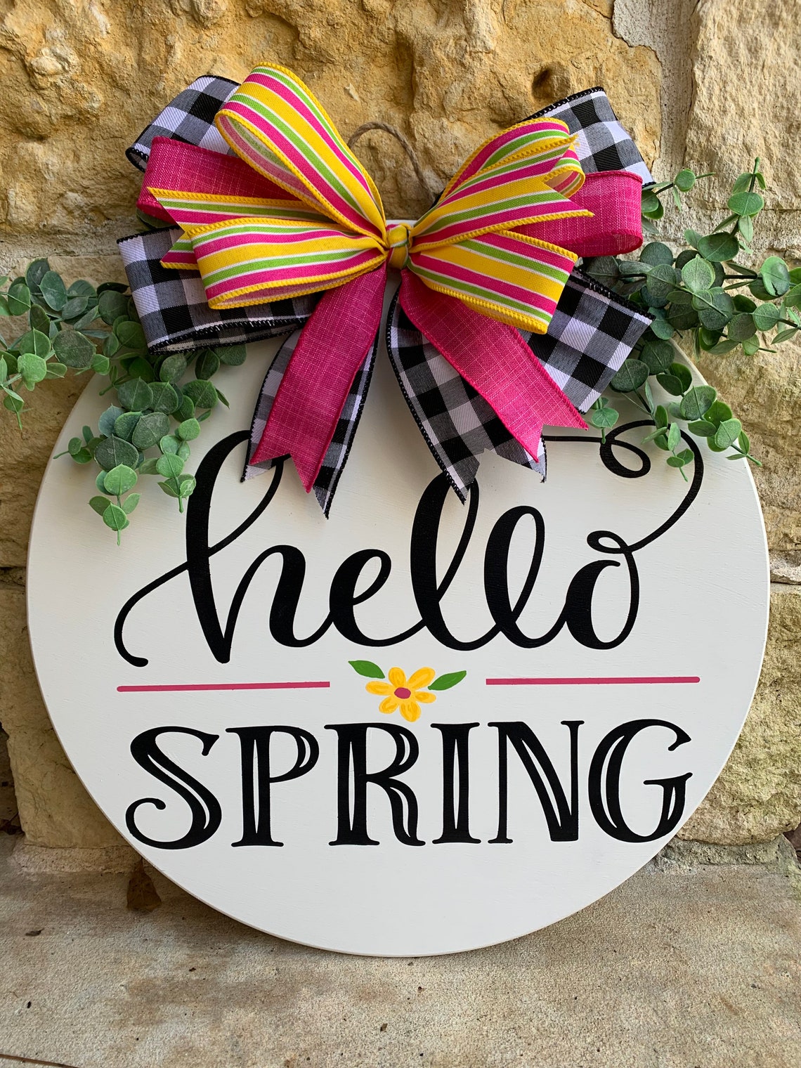 Spring Door Hanger Spring Wreath Hello Spring Door Hanger Etsy