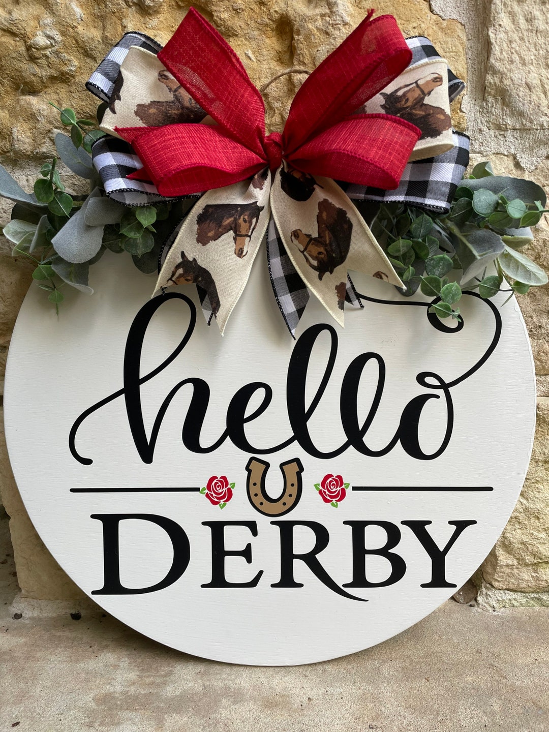 Hello Derby Door Hanger, Kentucky Derby Wreath, Kentucky Derby Door