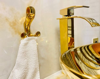 Wall hook bathroom gold shiny, towel holder bathroom, heavy zinc casting