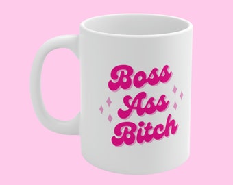 Boss Ass Bitch Pink Manifestation Mug | Girl Boss Babe Female Entrepreneur Gift CEO Boss Lady Coffee Cup Gift for her Girl Boss Gift
