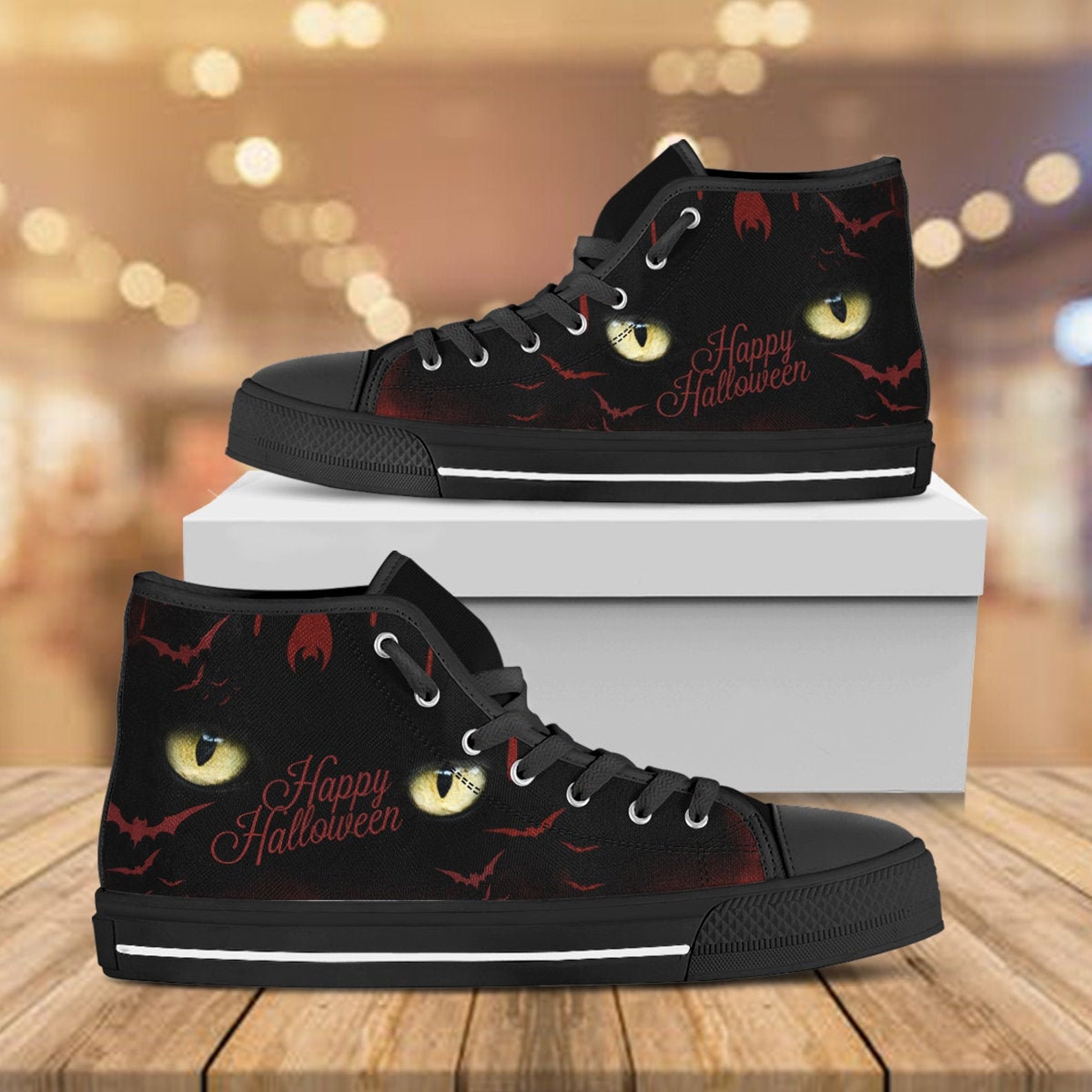 Happy Halloween Hi Tops Halloween Custom Shoes Horror Movie Etsy