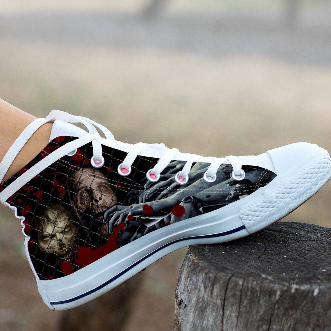 Chaussures zombie Zombie High Top Sneaker Horror Fan Etsy