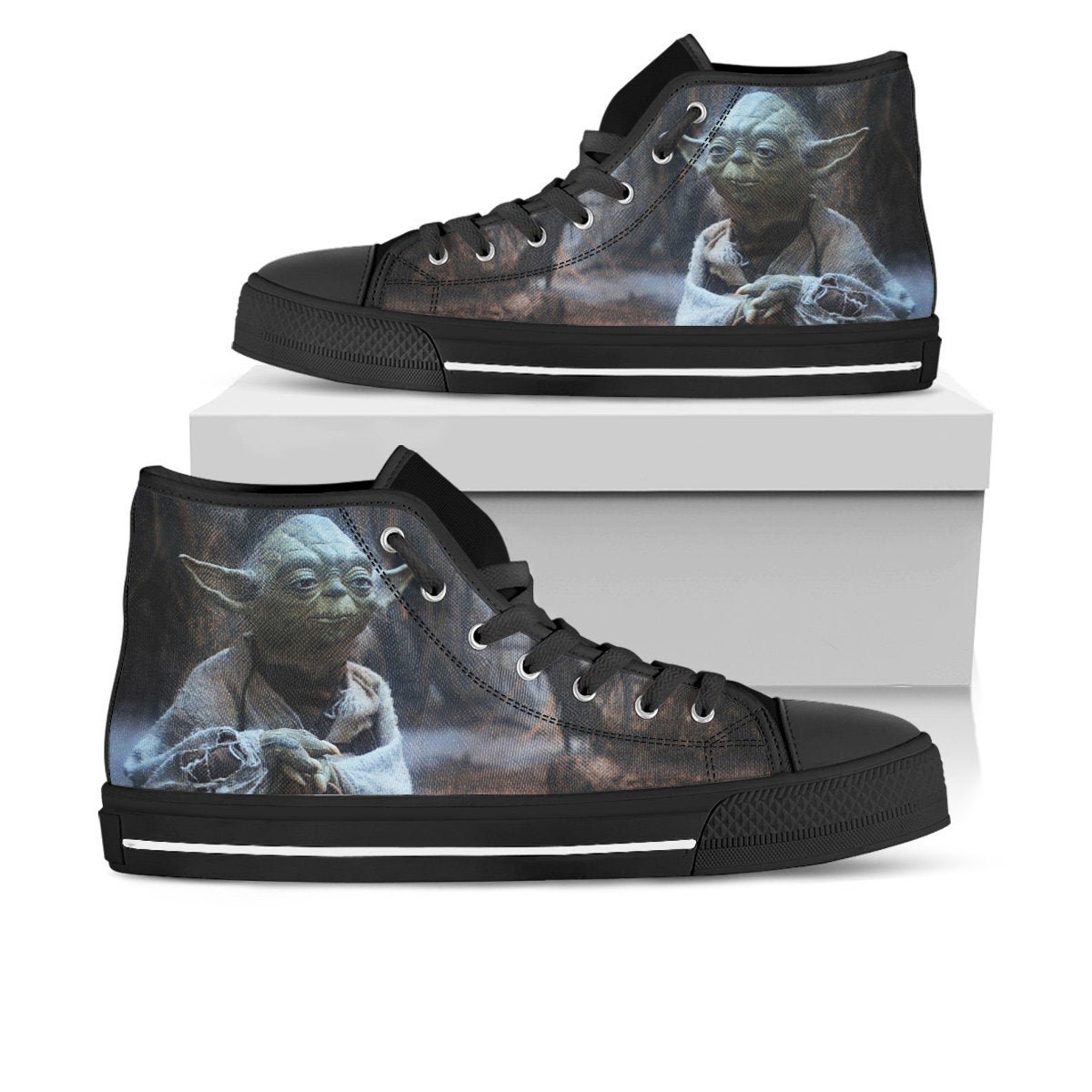 Star Wars Yoda Shoes Yoda High Top Sneaker Star Wars Fan Etsy