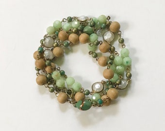 Gardenia Vintage Boho Wood & Bead Długi naszyjnik