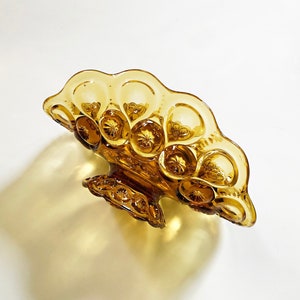 L.E. Smith Amber &quot;Moon & Stars&quot; Glass Footed Fruit Dish || Banana Stand
