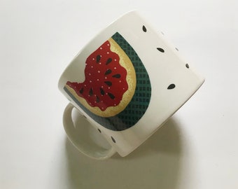Oversized Ceramic Coffee or Soup Watermelon Mug || Summer || Drinkware