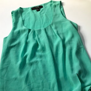 Bright Mint Green Forever 21 Sleeveless Tie Top Blouse