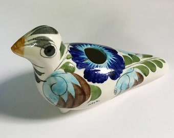 Vintage Tonala Meksykańska Ceramika Gardenia Kwiatowy Wzór Gołąb