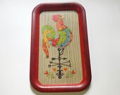 Rustic Farmhouse Weathervane Rooster Tin Platter