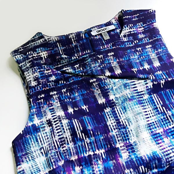 Vibrant Abstract Patterned DKNYC Sleeveless Work Attire Top || Day to Night || Designer