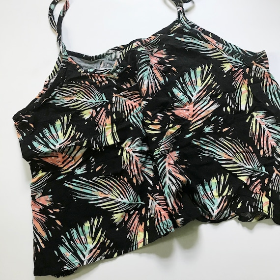 Mudd 90's Tropical Neon Palm Tree Print Crop Top - image 1