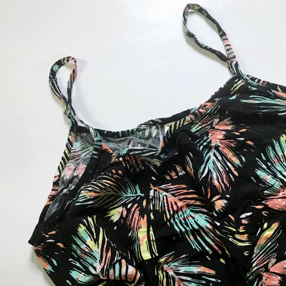 Mudd 90's Tropical Neon Palm Tree Print Crop Top - image 3