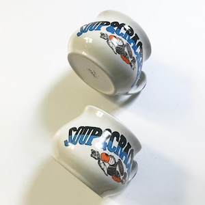 Soup & Crackers Pair of 80&#39;s Oversized Ceramic Soup Mugs