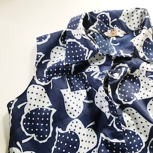 Blue & White Vintage Ivy Heart Polka Dot Button Down Dress || Mother&#39;s Day