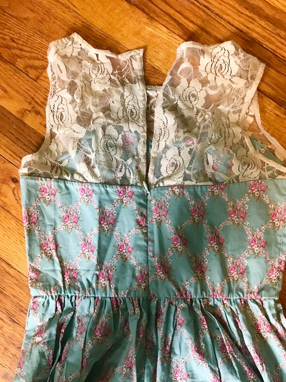 Lacey Blue Spring Dress with Pink Flowers & Sweet… - image 7