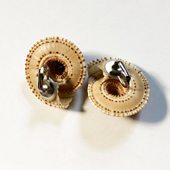 80's Conch Sea Shell Clip on Earrings - image 3