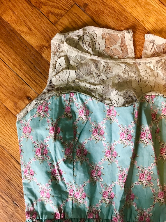 Lacey Blue Spring Dress with Pink Flowers & Sweet… - image 3