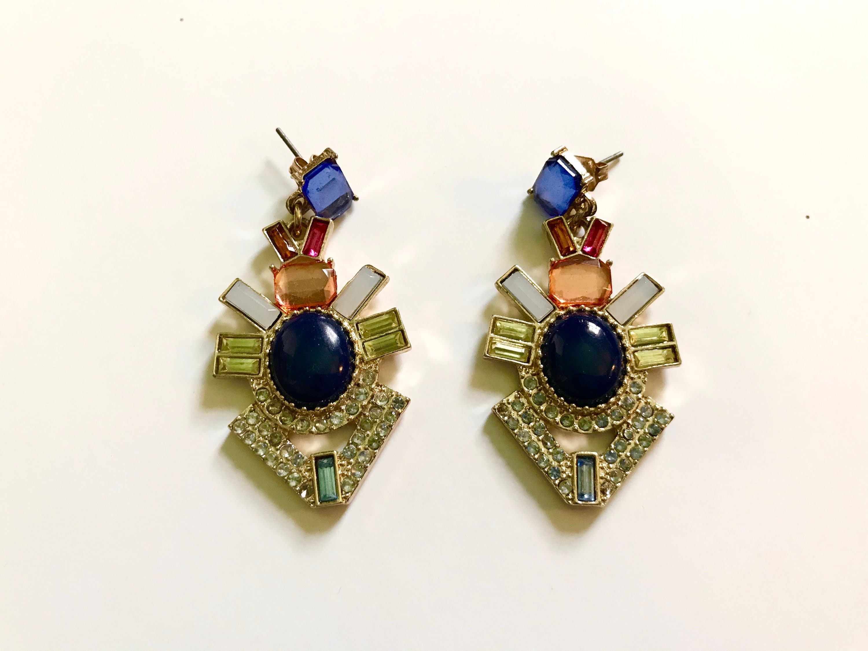 Eclectic Jeweled Costume Earrings Etsy