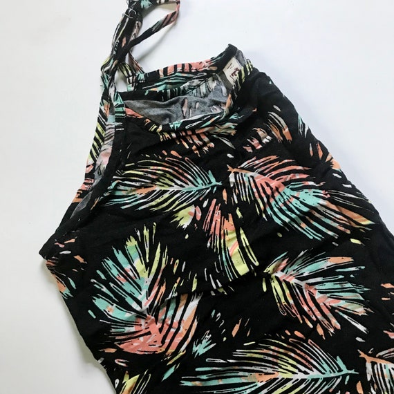 Mudd 90's Tropical Neon Palm Tree Print Crop Top - image 2