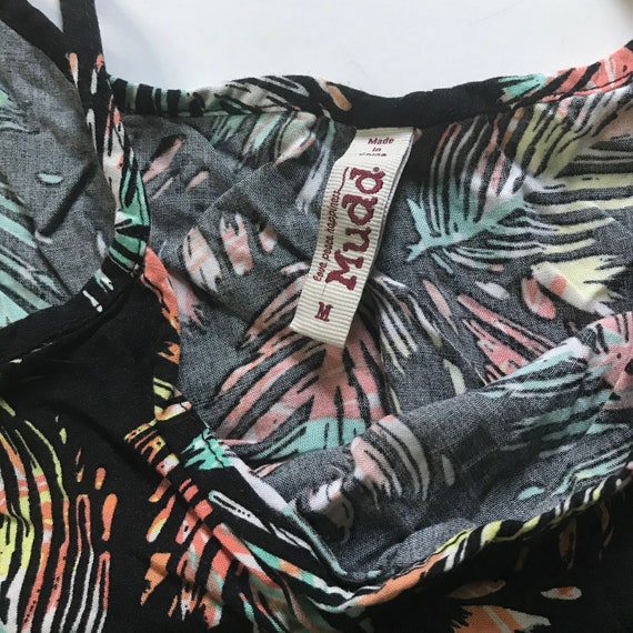 Mudd 90's Tropical Neon Palm Tree Print Crop Top - image 4