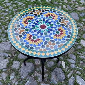Handcrafted Moroccan Mosaic Table – Unique Outdoor/Indoor Ceramic Bistro Table, Vibrant Zellige Tiles, Custom Sizes Available