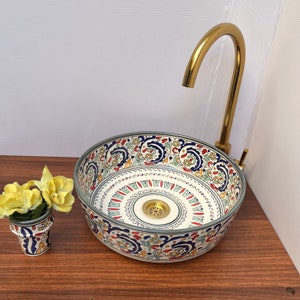 Lavabo marroquí artesanal: Lavabo de cerámica para baño