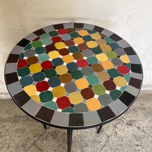 Amazing Multi-Colored Moroccan Mosaic Table – Unique Outdoor/Indoor Ceramic Bistro Table, Vibrant Zellige Tiles