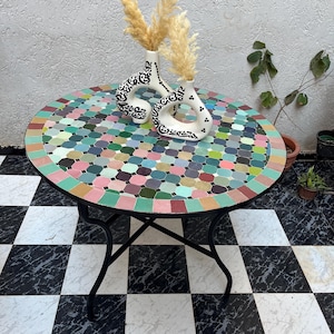 Amazing Moroccan Mosaic Table – Unique Outdoor/Indoor Ceramic Bistro Table, Vibrant Zellige Tiles, Custom Sizes Available