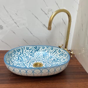 Custom made Oval handcrafted ceramic bathroom vessel sink countertop green design for vanity