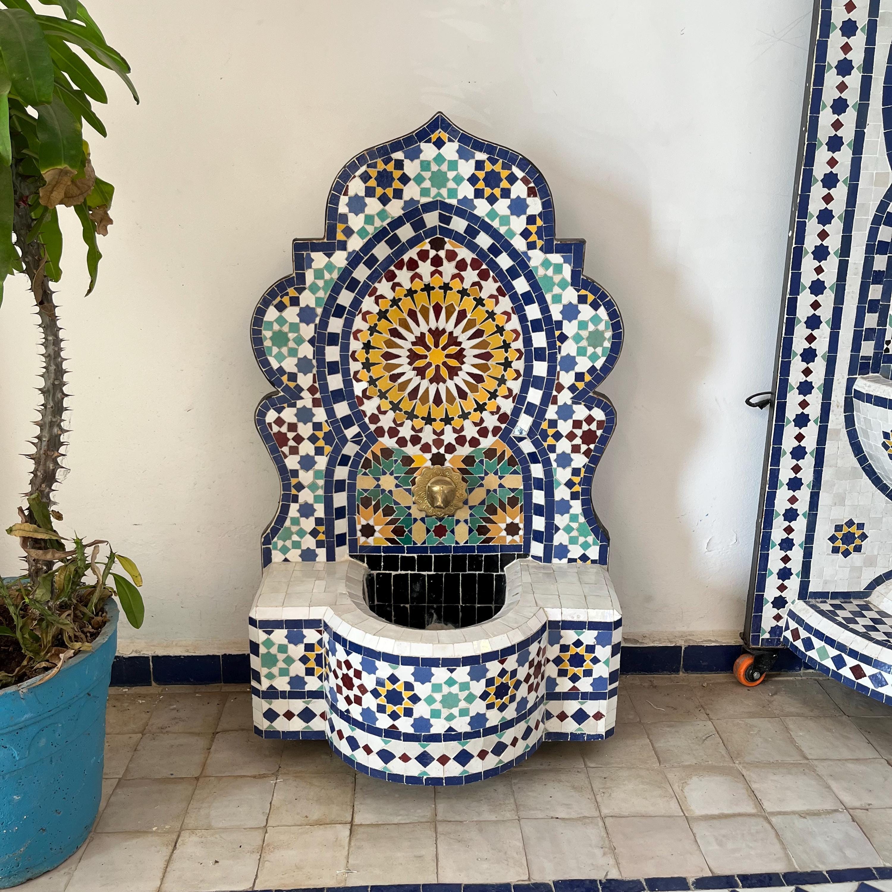 Moroccan mosaic fountain For Garden, Outdoor mosaic Fountain for Outdoor, Mosaic Wall Art