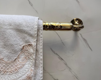 Messing torenbar | Handgemaakte badkamerset | Handdoekenrek | Cadeau voor badkamer.