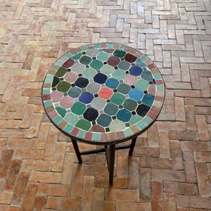Amazing Handcrafted Moroccan Mosaic Table – Unique Outdoor/Indoor Ceramic Bistro Table, Vibrant Zellige Tiles