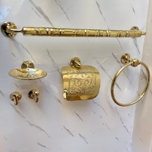 Set di accessori da bagno / Set da bagno fatto a mano / Flange placcate in rame. Portasciugamani / Regalo per il bagno / Accessori decorativi per il bagno