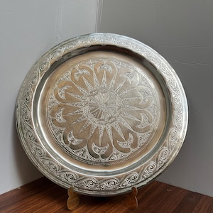 Silver Brass Serving tea moroccan, Handmade brass table,copper servitude tray