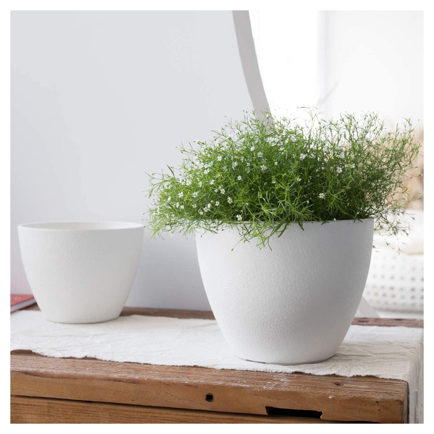 Set of 2 MATTE WHITE Planter Plant Pots Planters Plants Fern Etsy