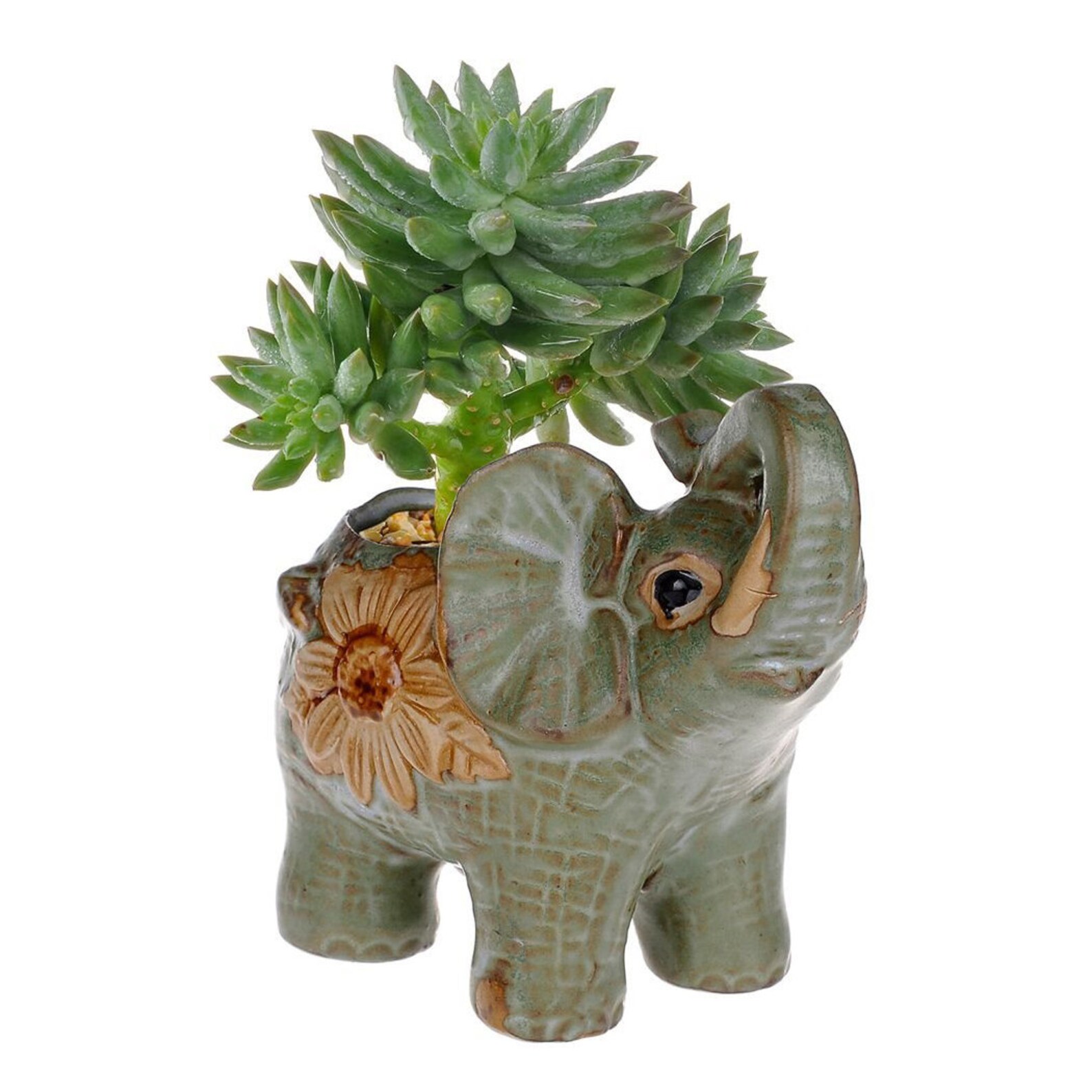 Set of 2 Elephant Ceramic Planter Pot Succulent Flower Etsy