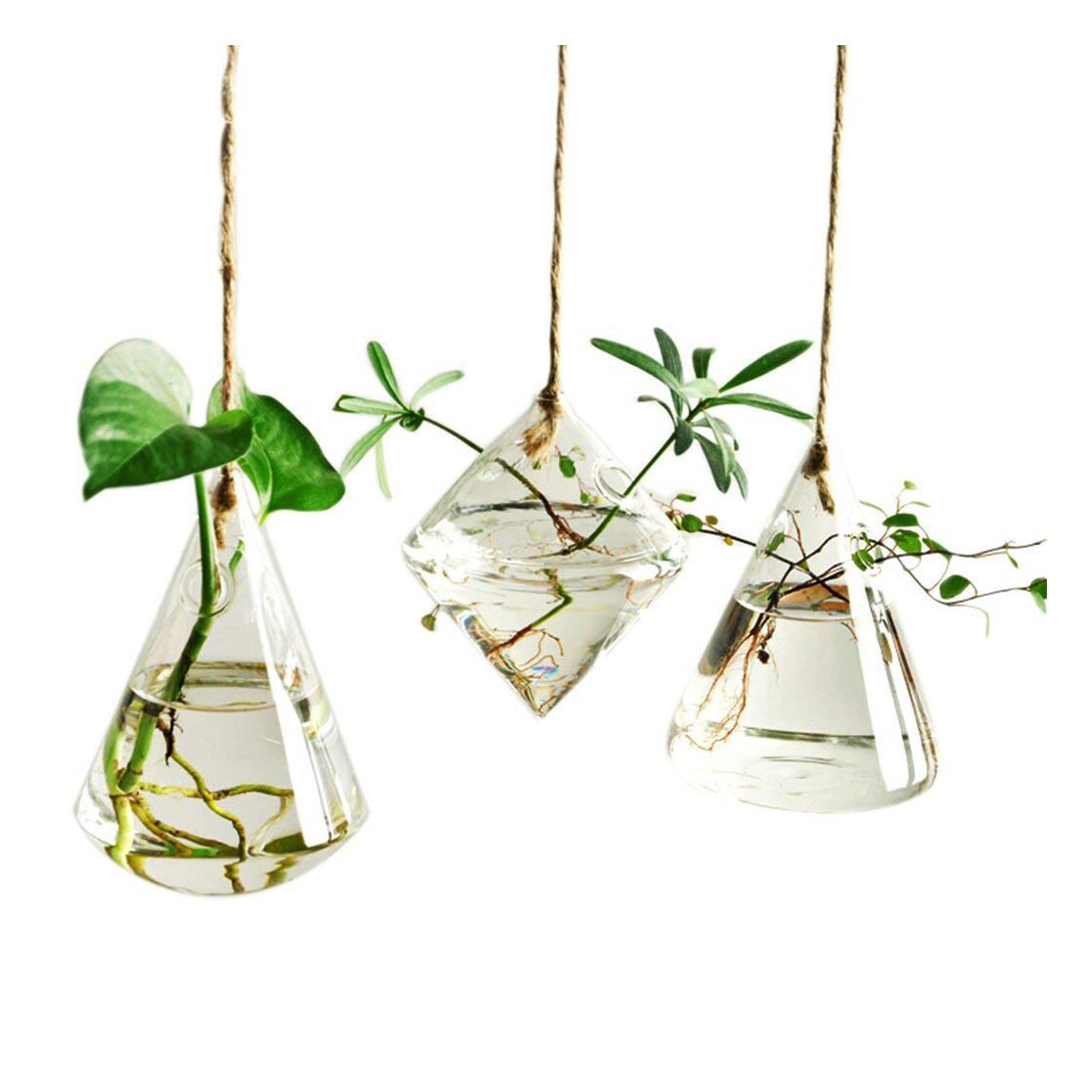 Set of 3 Hanging Glass Planter Plant Pots Planters Plants Etsy