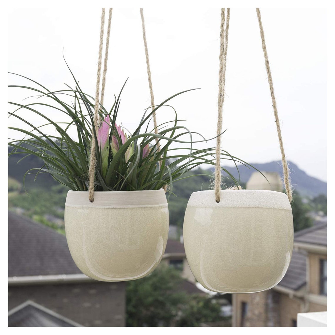 Set of 2 5.5 Inch Hanging Ceramic Planter Plant Pots Etsy