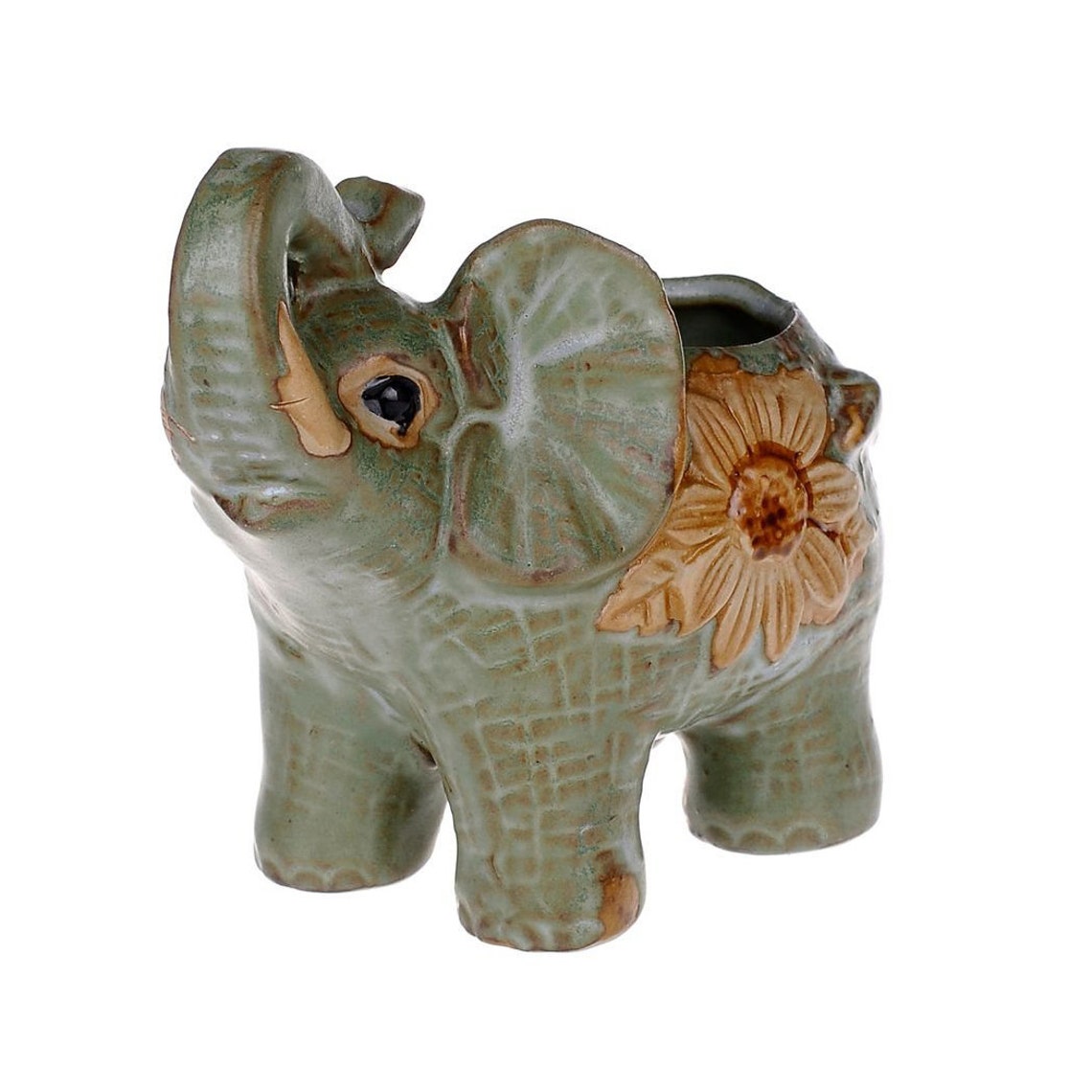 Set of 2 Elephant Ceramic Planter Pot Succulent Flower Etsy