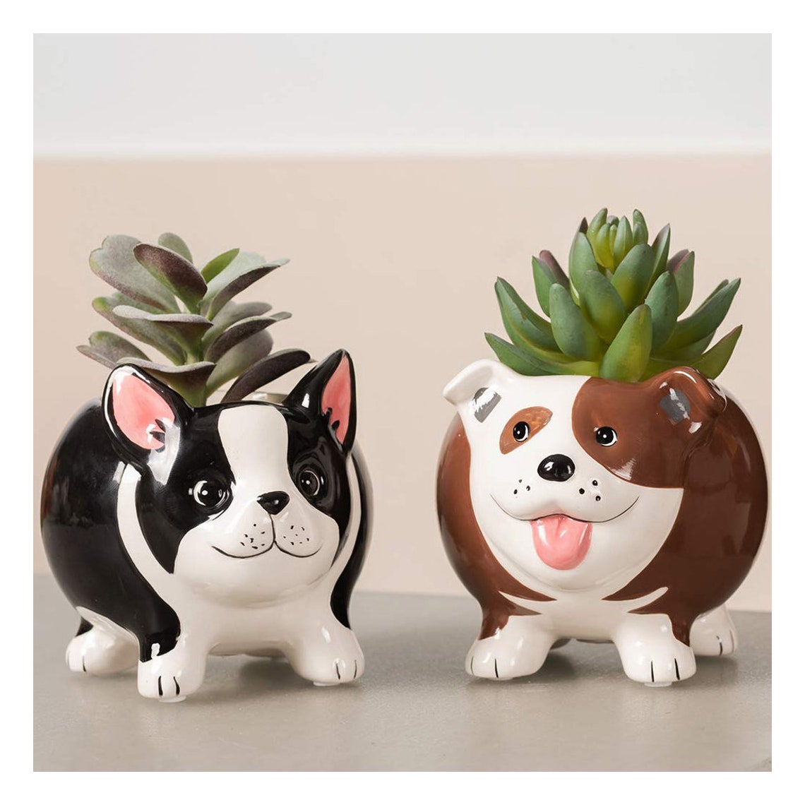 Set of 4 Dog Planter Pot Succulent Plants Pots Planters Etsy