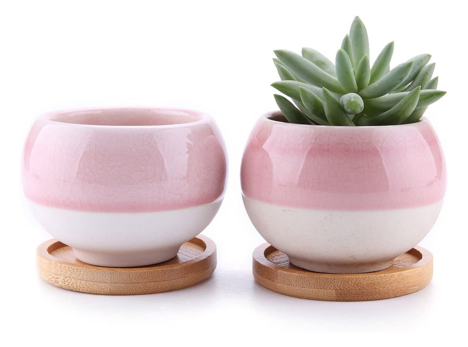 Set of 3 PINK & WHITE Ceramic Planter Plant Pot Plants Pots Etsy