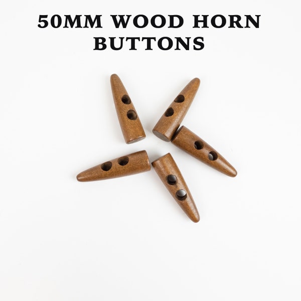50mm wooden horn button for sewing and knitting coat, sweater, cardigan, clothes. SAME/next day SHIPPING from CALIFORNIA!!! Natural buttons.