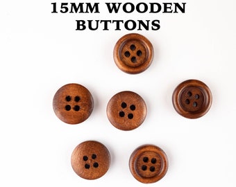 15mm wooden button for sewing coat, sweater, clothes. scrapbooking, natural buttons FAST SHIPPING from CALIFORNIA