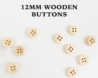 12mm wooden button for sewing. Shirt dress buttons. Scrapbooking buttons knitting, crocheting, natural buttons FAST SHIPPING from CALIFORNIA