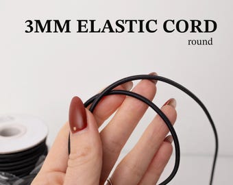 Elastic cord 3mm, soft, strong for sewing and crafting. Fast shipping from California
