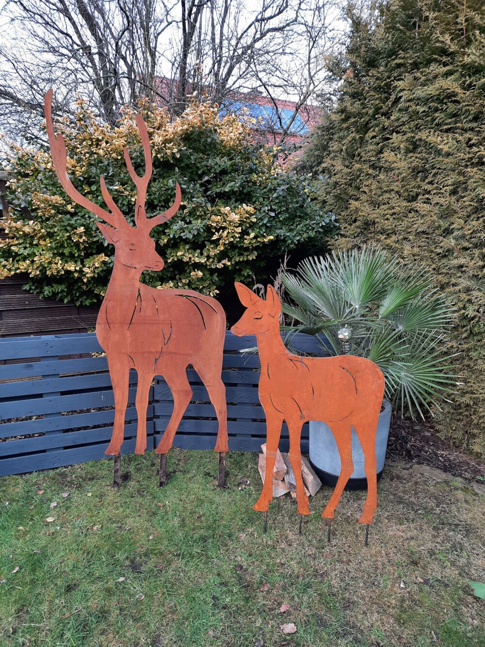 DekoRost Hirsch Reh Set Beetstecker Gartenstecker Garten Deko Etsy