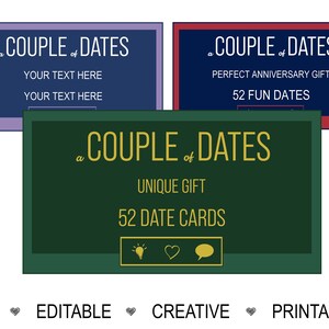 Date Night Ideas 52 cards, First Paper Anniversary Gift, For Husband, Wife, Boyfriend, Girlfriend, Game Cards Box, Printable Love Coupon
