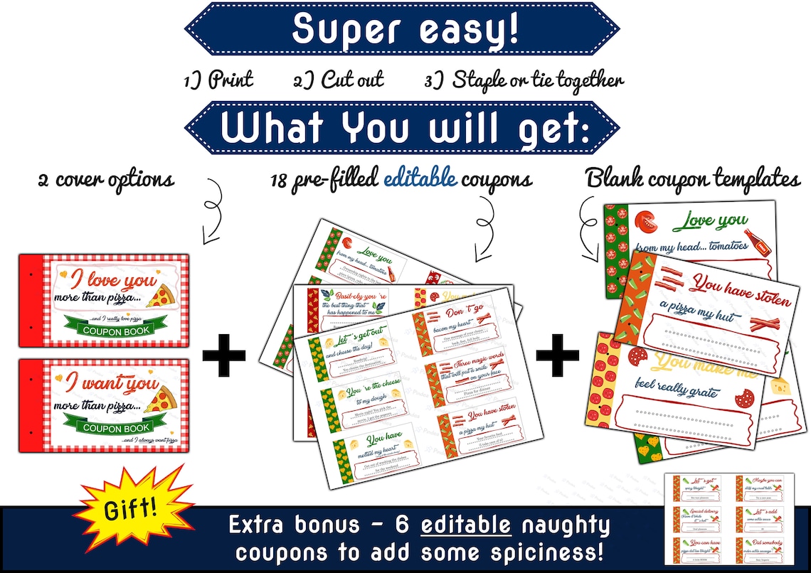 Funny Printable Coupon Book for Him Her Husband Boyfriend Etsy